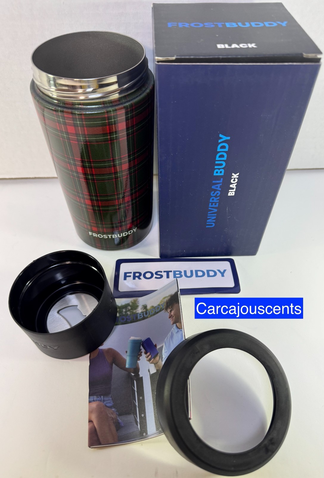 Frostbuddy Universal Buddy 10 in 1 Drink Cooler Green & Red Plaid New in Box