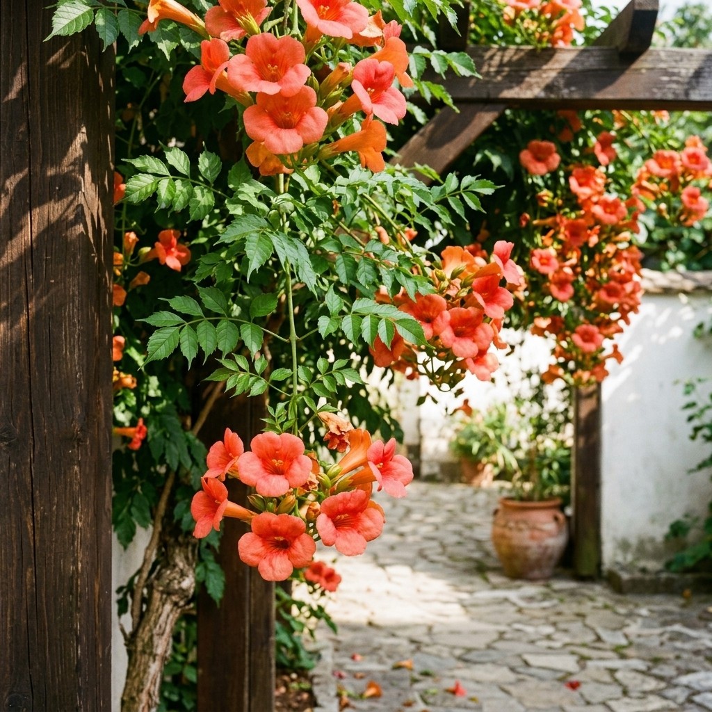 100Pcs Trumpet Vine Seeds, Climbing Flower Seeds for Garden&Trellis Planting