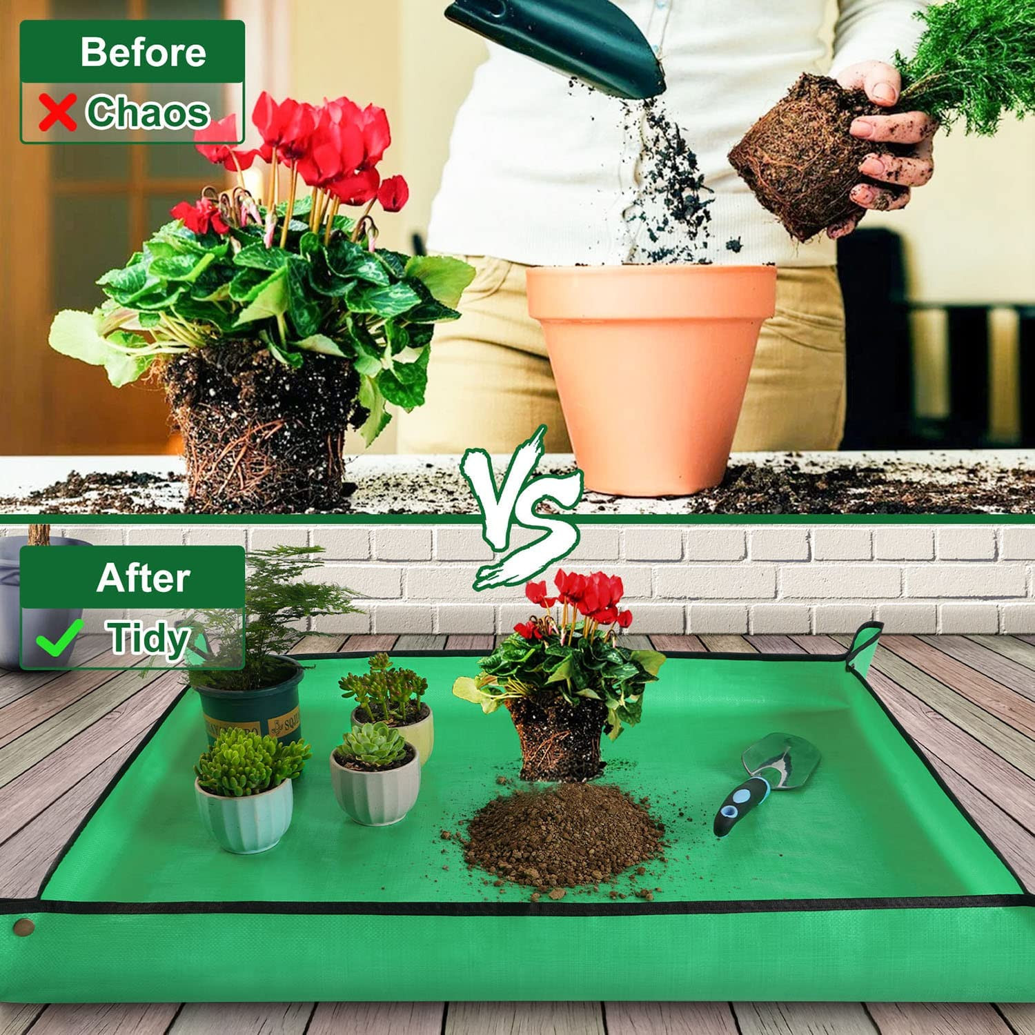 Extra Large Waterproof Potting Mat for Indoor Plants Transplanting and Dirt C…