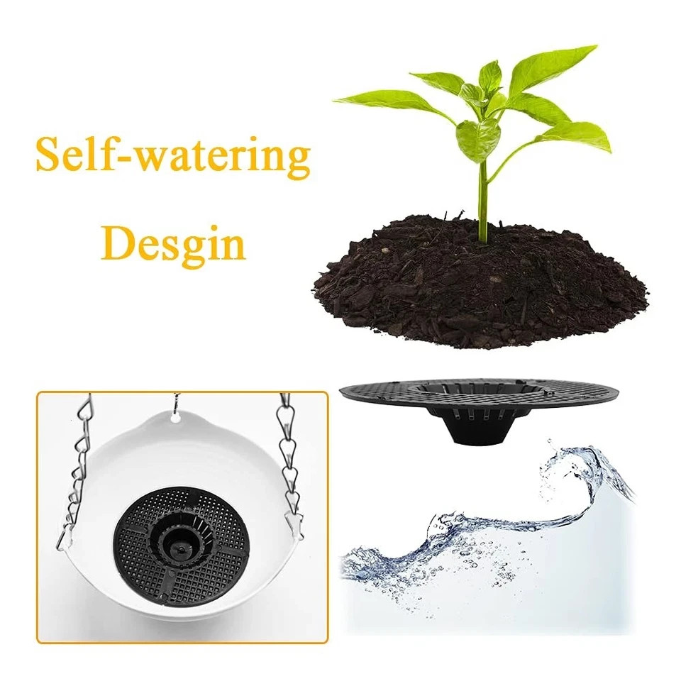 4 Pack 8 inch Hanging Planter 8 inches diameter x 4.9 height, White