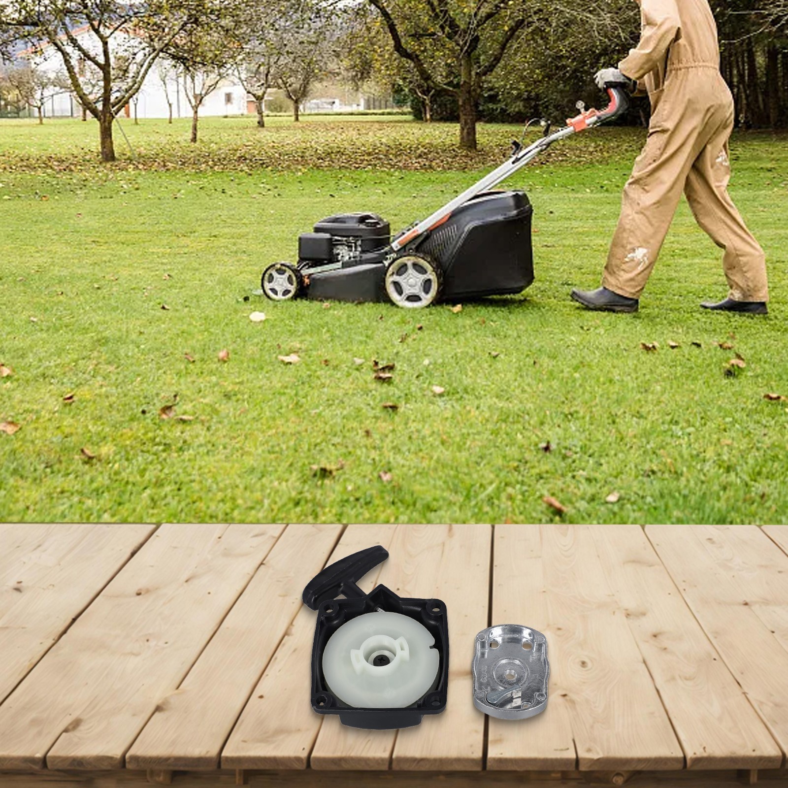 Recoil Starter Black And Silver For Brush Cutter Lawnmower Practical Sale