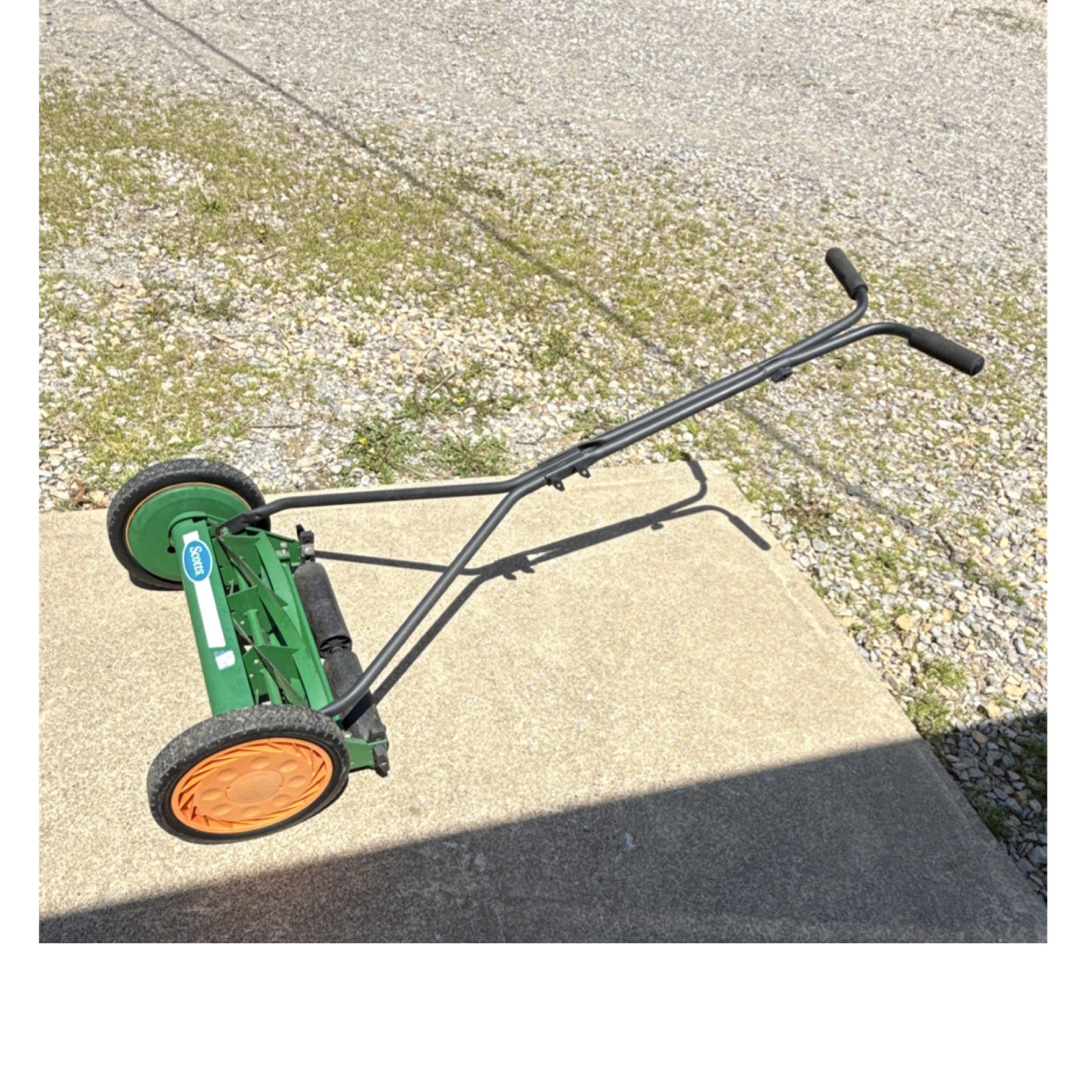 Scotts 16”Cut Manual Push Reel Lawn Mower Adjustable Height Steel Green Orange
