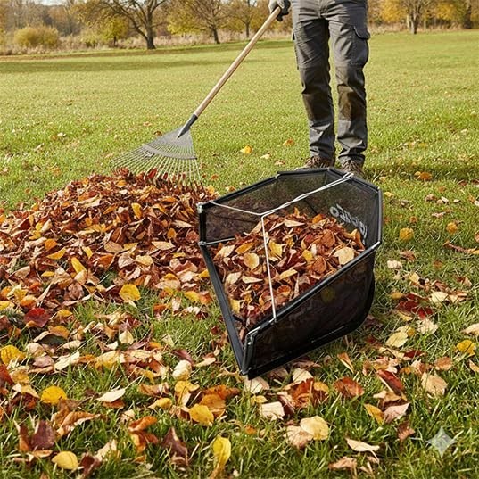 SaidiCo Commercial Leaf Grass Catcher, Black Mesh Collapsible Lawn Bag with Meta