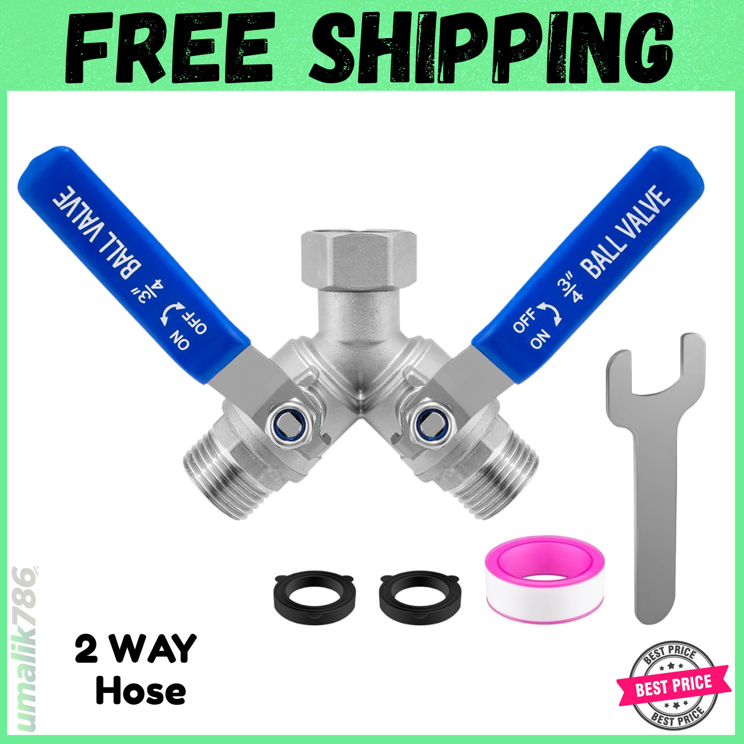 Garden Hose Splitter 2 Way Heavy Duty 304 Stainless Steel Water Hose Splitter