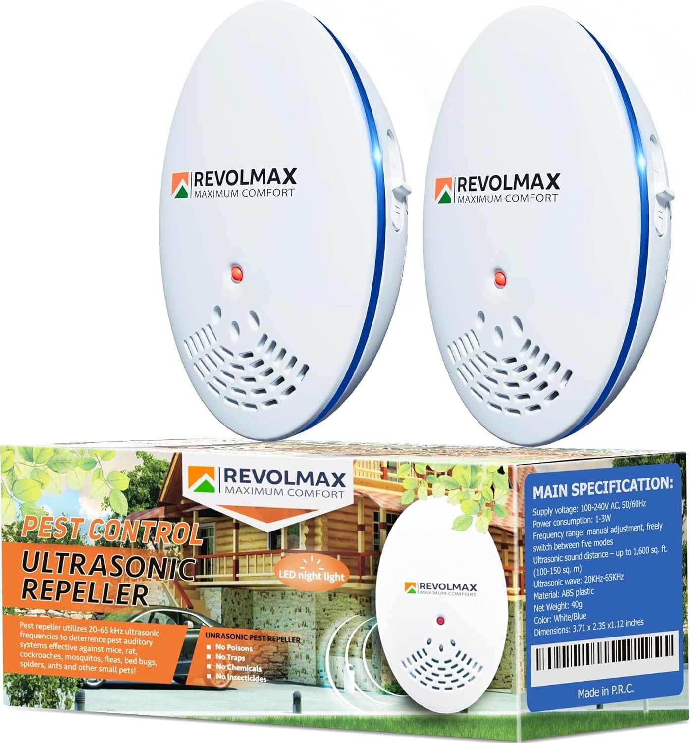 RX-4, Ultrasonic Pest Control Repeller – Electronic & Ultrasound, Indoor Plug-in