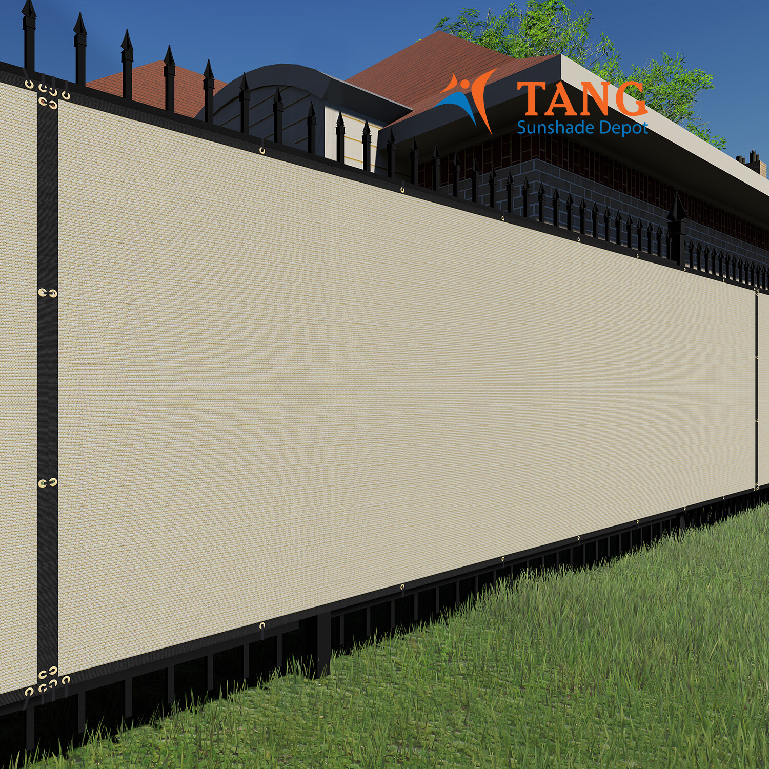 16ft Beige Privacy Fence Screen Windscreen Garden Yard Heavy Duty Shade Cover