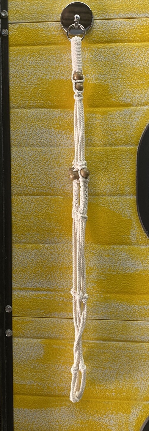 Macrame Small Neutral Plant Hanger Decor with Wooden Beads