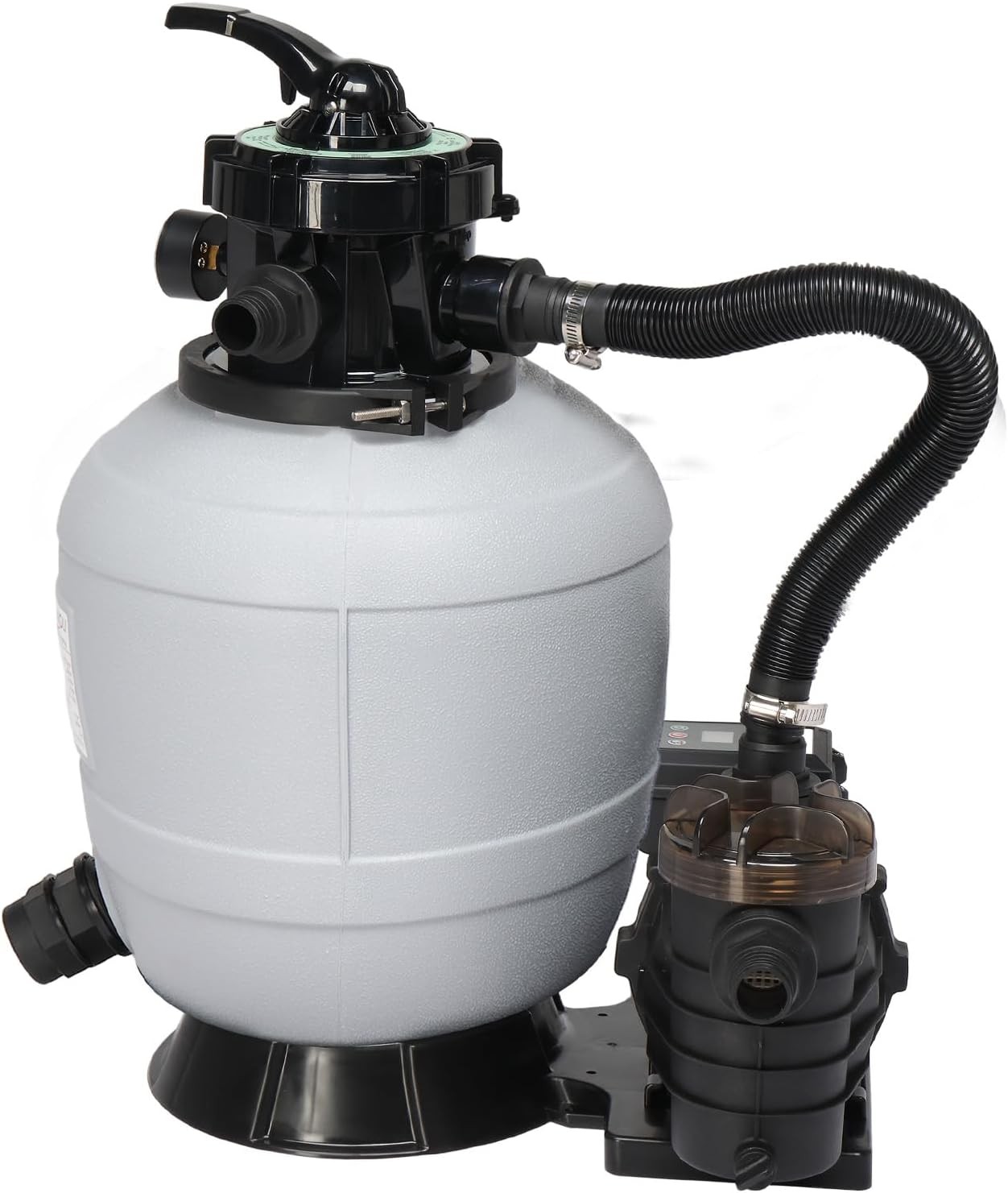 Sand Filter Above Ground 3/4HP Pool Pump 3435GPH Flow 13″ for Spas Grey & Black