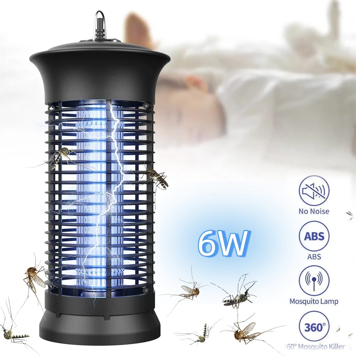 Electric Fly Gnat Killer Lamp Pests Fly Insect Trap Mosquito Bug Zapper 4,000V