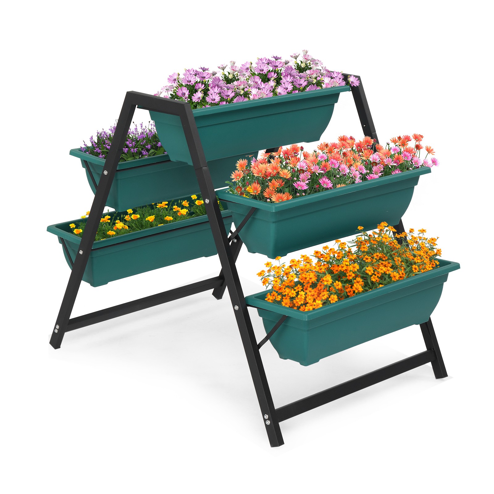 Tiered Vertical Raised Garden Planter Bed With 5 Plant Boxes