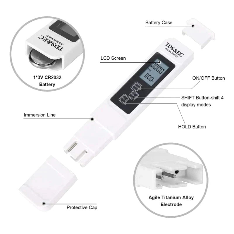TDS Meter Digital Tester Water Quality Testing Kits for Drinking Water 0-9990ppm