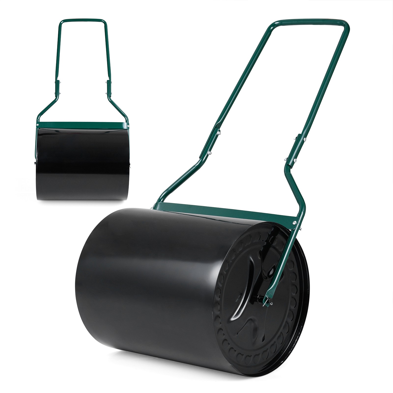Lawn Roller, 16 Gallon Water/Sand Filled Garden Drum Roller w/ U-shape Handle