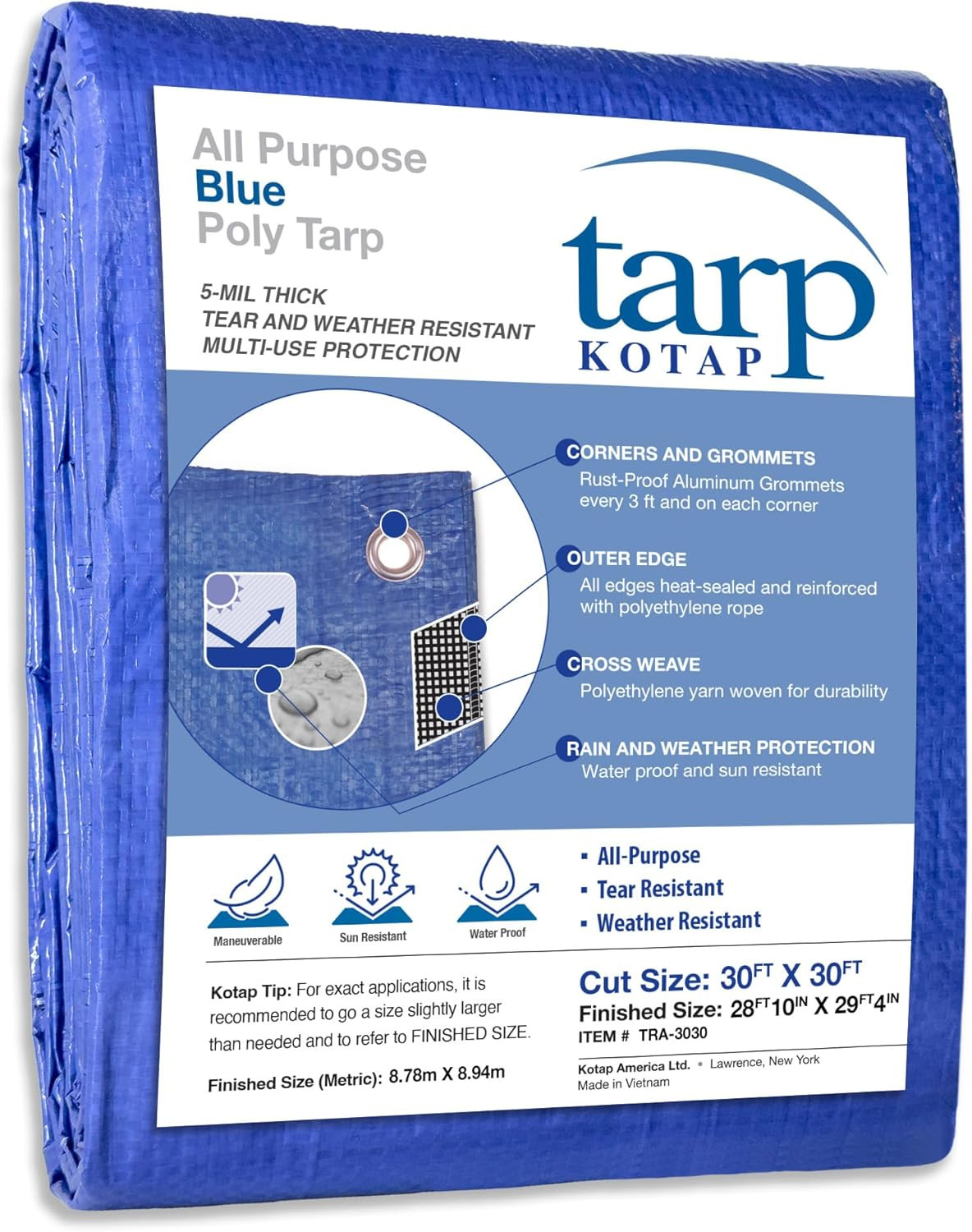 20 X 20 Ft. All-Purpose Multi-Use Protection/Coverage 5-Mil Poly Tarp, Reversibl