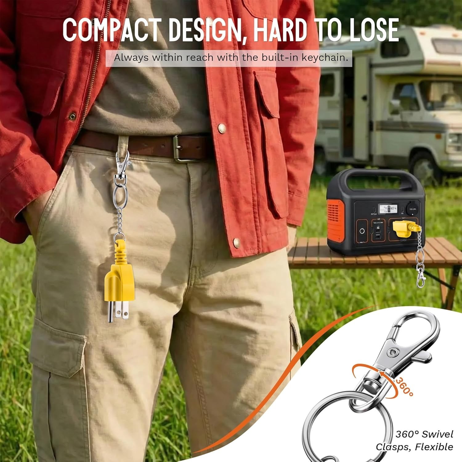 Neutral Ground Bonding Plug with Keychain – Essential RV & Generator Accessory