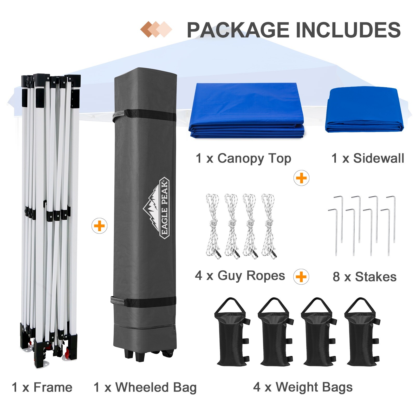 EAGLE PEAK 12×12 Pop Up Canopy Tent with 1 Sidewall