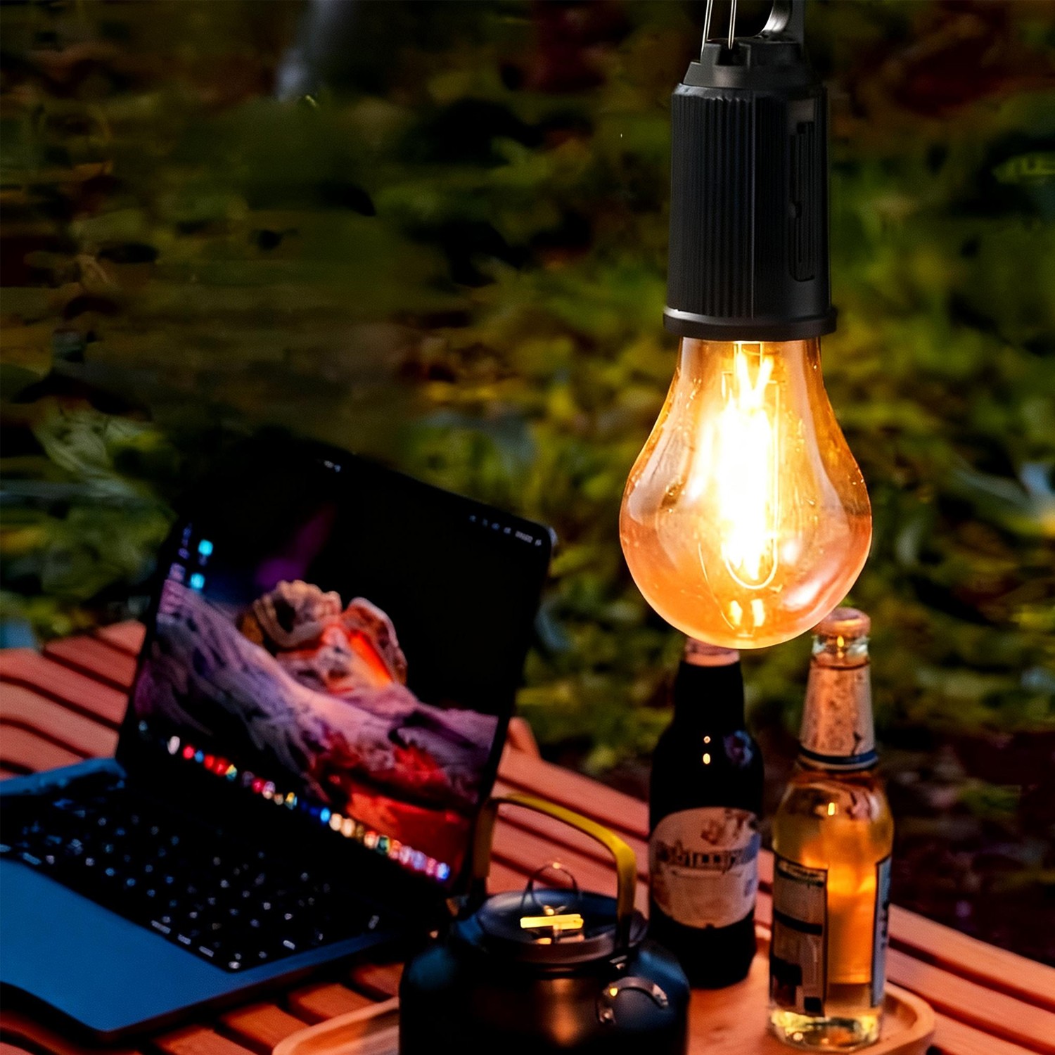 4Pcs Solar Hanging LED Light Bulb Outdoor Waterproof Tent Camping Lights Lamp US
