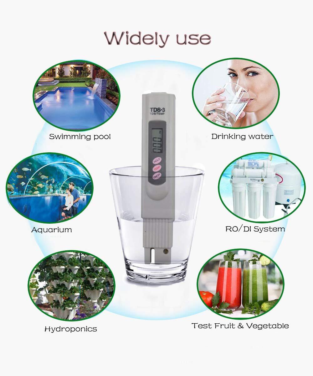 Handheld Water Quality Hardness Purity Digital LCD Meter 0-9990 PPM TDS TDS-3