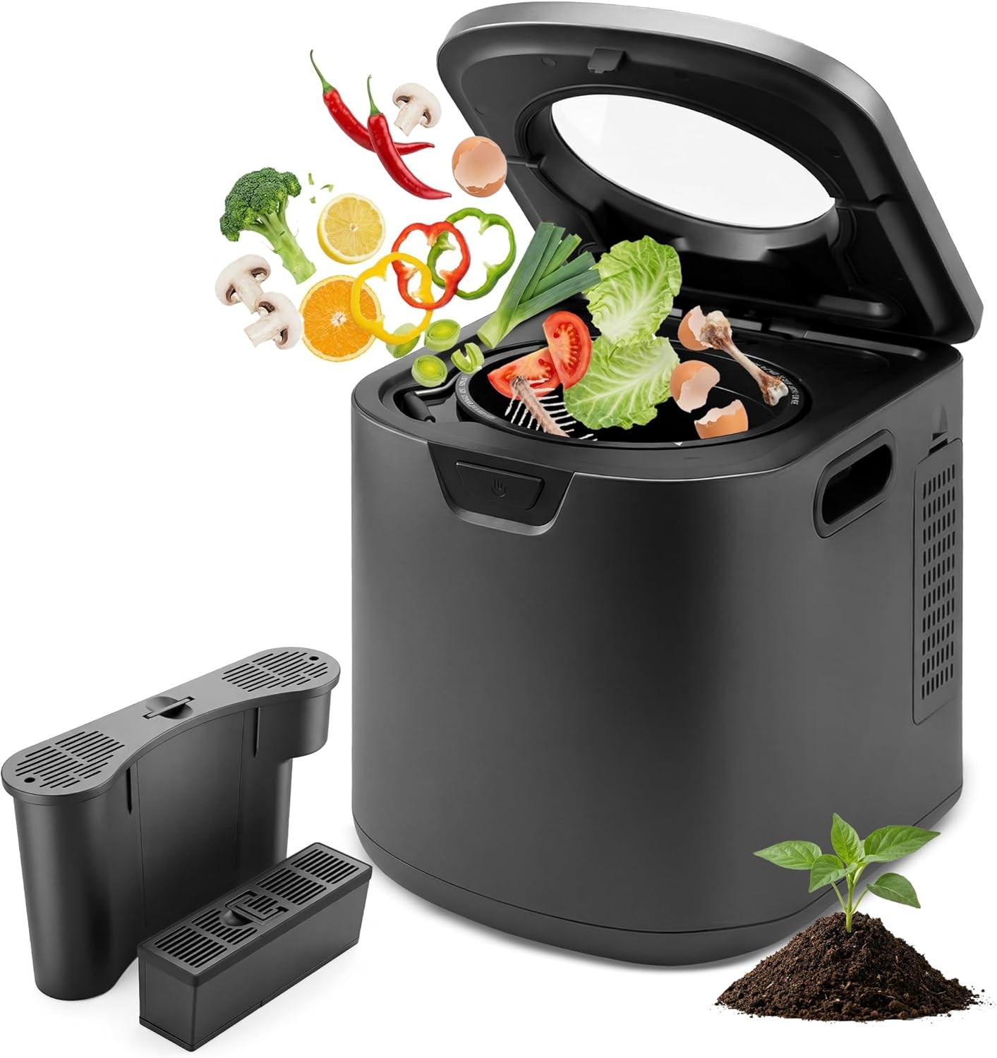NutriChef NCCMP4LGY 4 Quart Electric Kitchen Composter (Open Box)