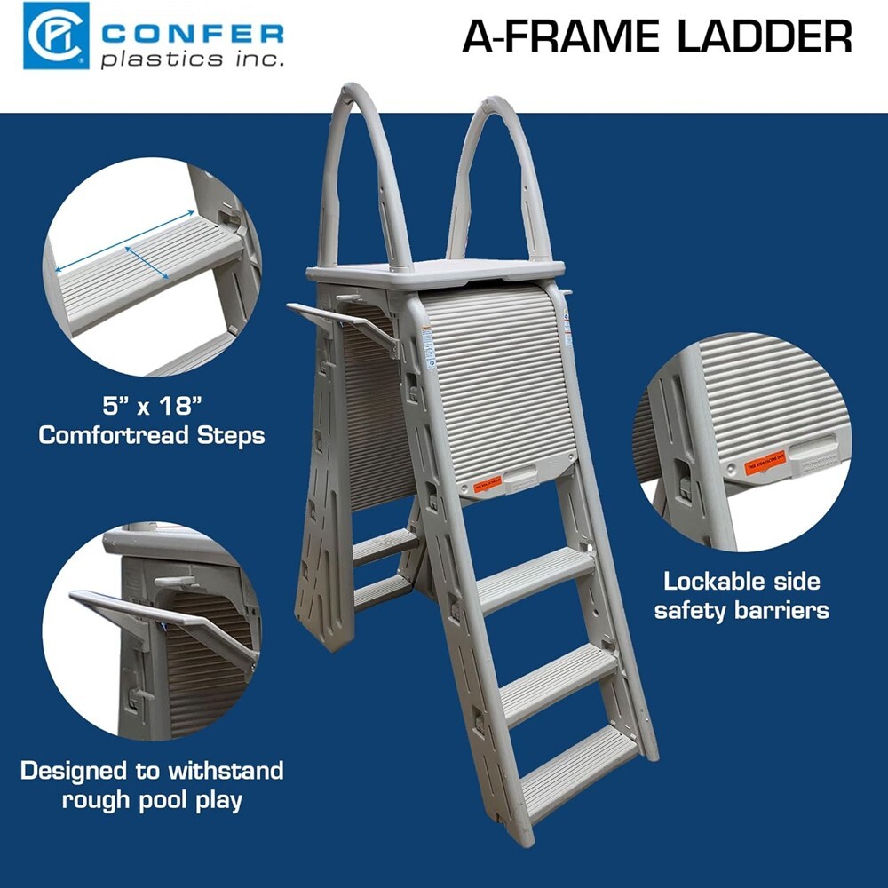 Confer Plastics 7200 Roll Guard A-Frame Above Ground Swimming Pool Ladder System
