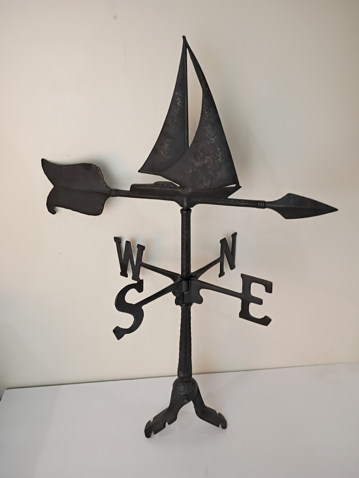 Vintage Whitehall Sailboat Accent Working Weathervane 24” Tall