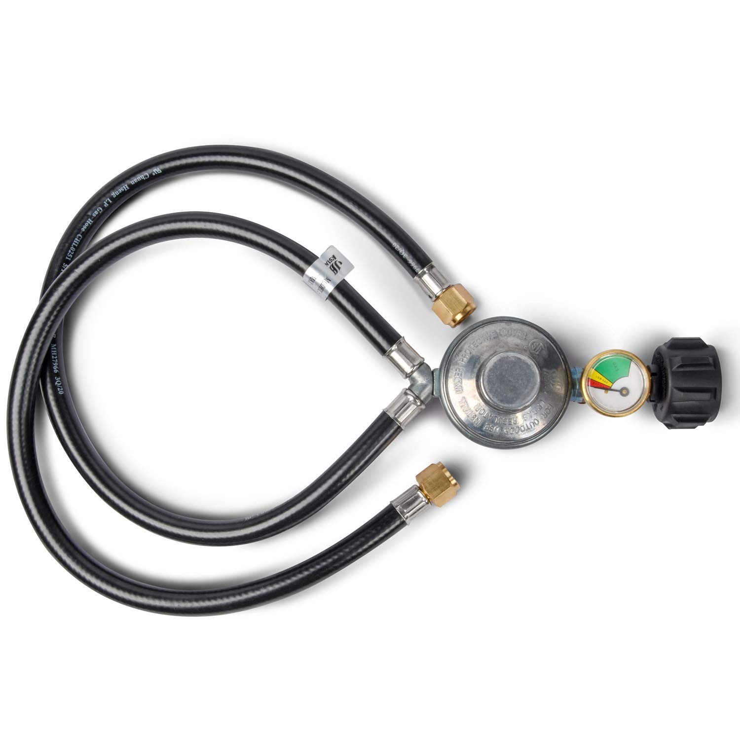 GasSaf 2 Feet Y-Splitter Low Pressure Propane Regulator Double Hose Outlet Kit w