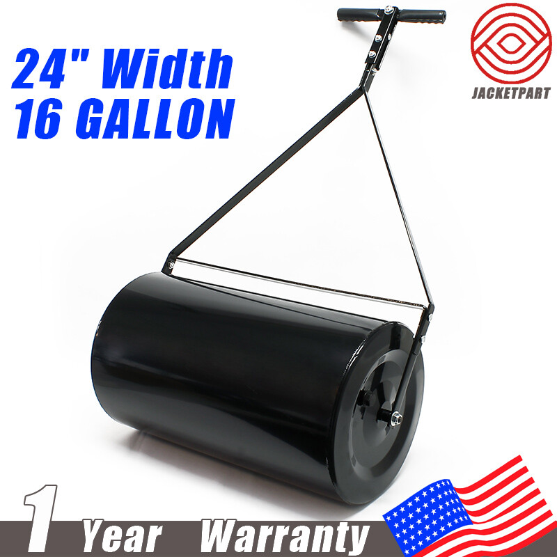24in Metal Push/Tow Poly Lawn Roller Garden Lawn Roller Sod Drum 16 Gallon