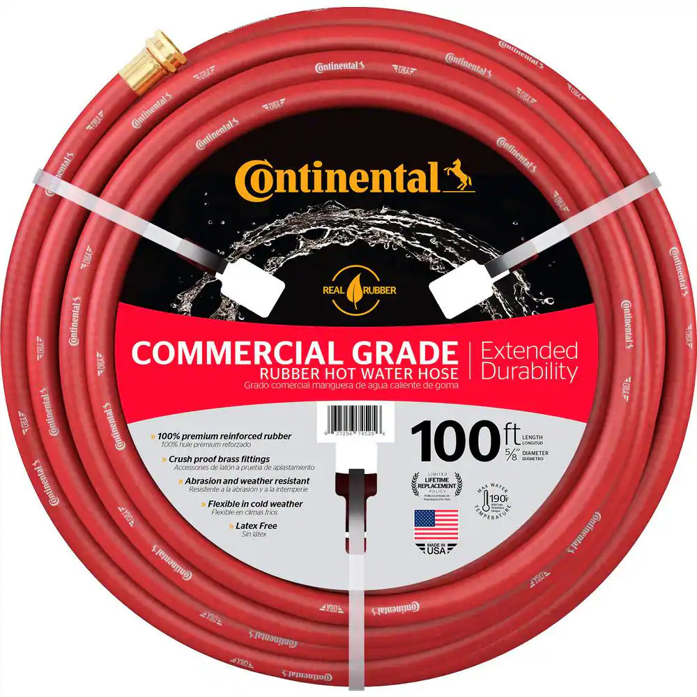 Premium 5/8 In. Dia X 100 Ft. Commercial Grade Rubber Red Hot Water Hose