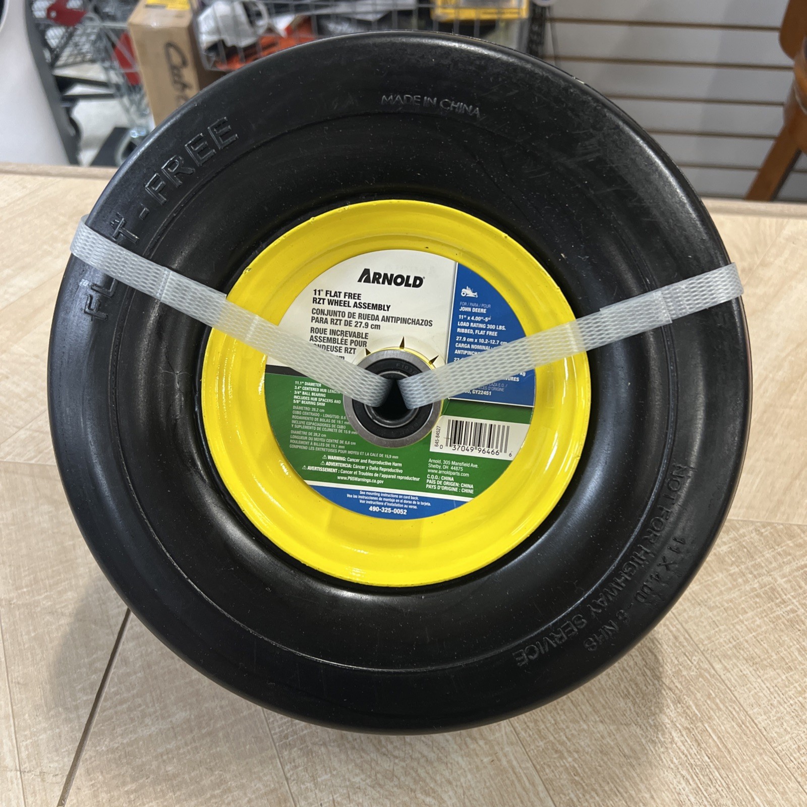 11 In. X 4 In. Flat Free Ribbed Tread Zero Turn Front Wheel Assembly for DEERE
