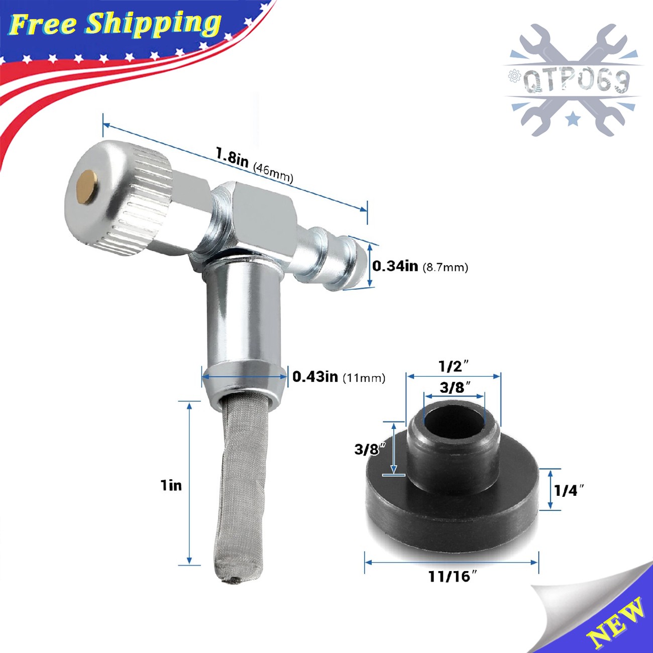 Fuel gas tank Grommet & Shut off Valve Fit Coleman Craftsman Generator