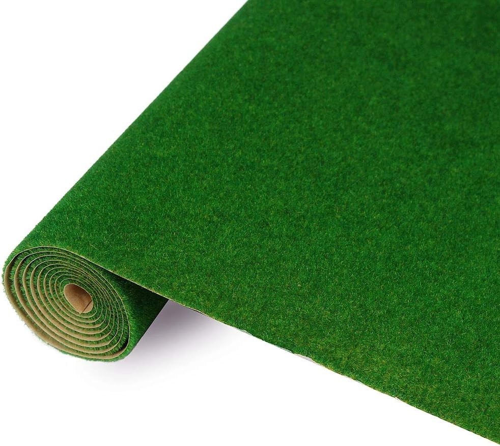 Realistic 40x100cm Nylon Grass Mat in Dark Green for Railway Layouts & Dioramas