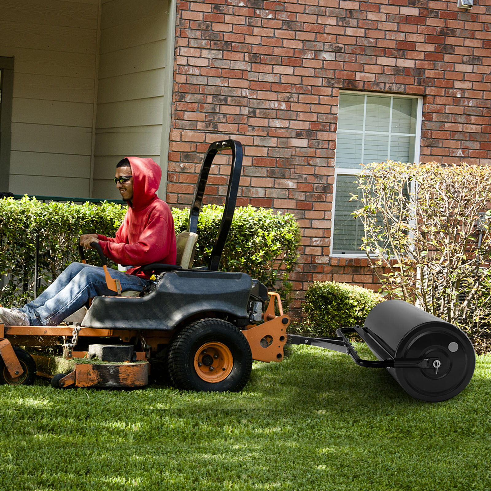 30 Gallon Lawn Roller Metal Sod Drum Roller Tow Behind a Tractor for Garden Farm