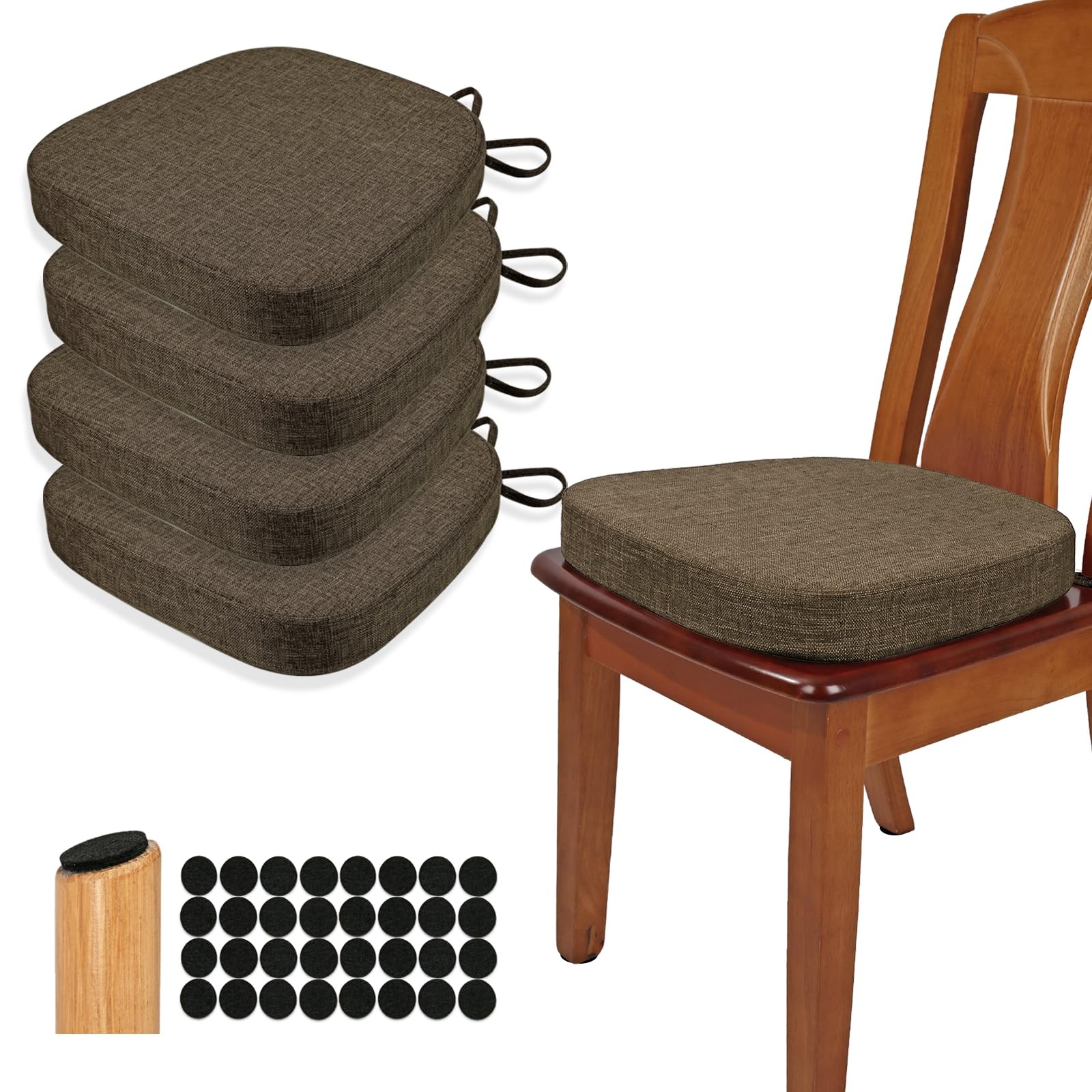 Thickened 2.5″ Dining Chair Cushions Set of 4, U-Shape High Density Foam Comf…