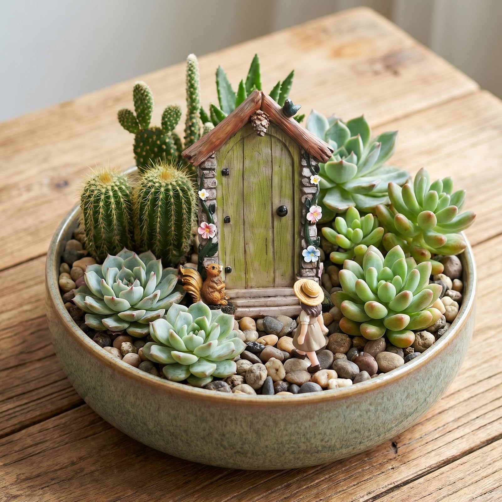 Wooden Miniature Outdoor Tree Fairy Door for Garden Gnome Home Decor Sculpture