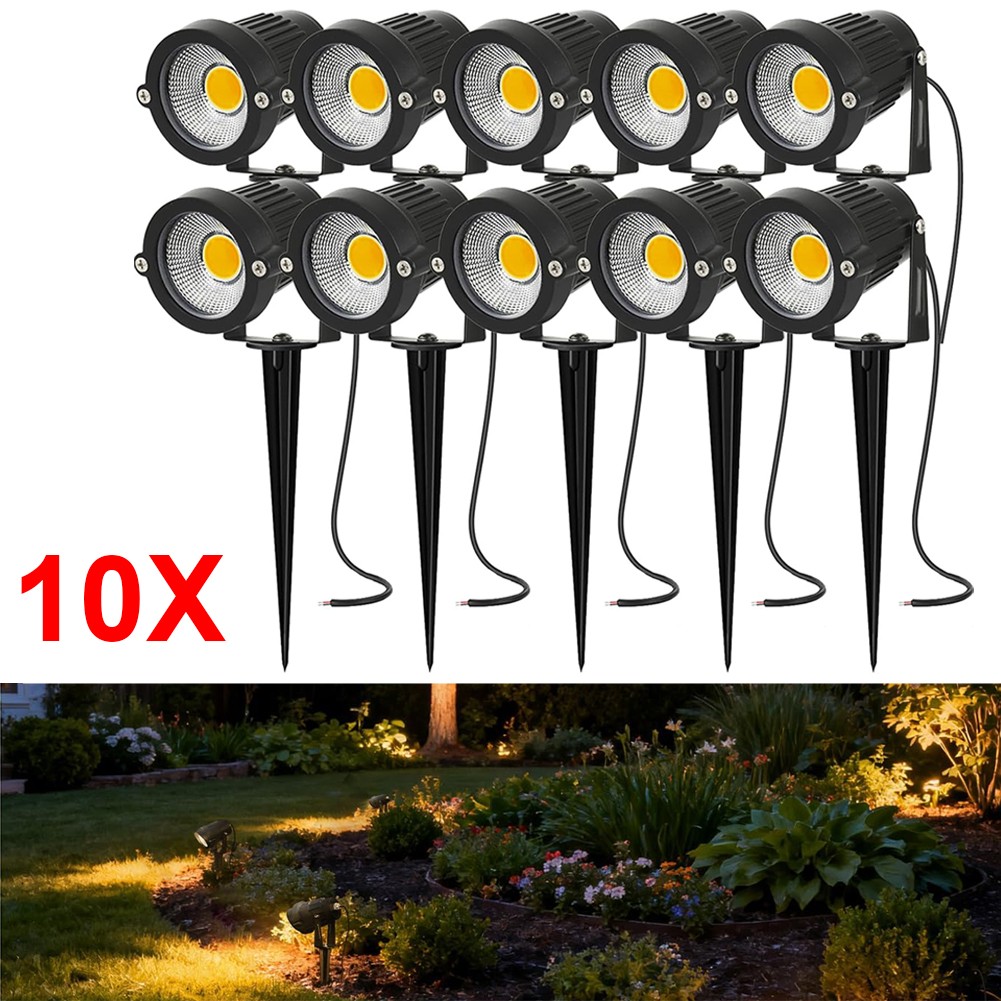 10Pcs LED Low Voltage 12V 5W Landscape Light 3000K Garden Outdoor Spotlight IP65