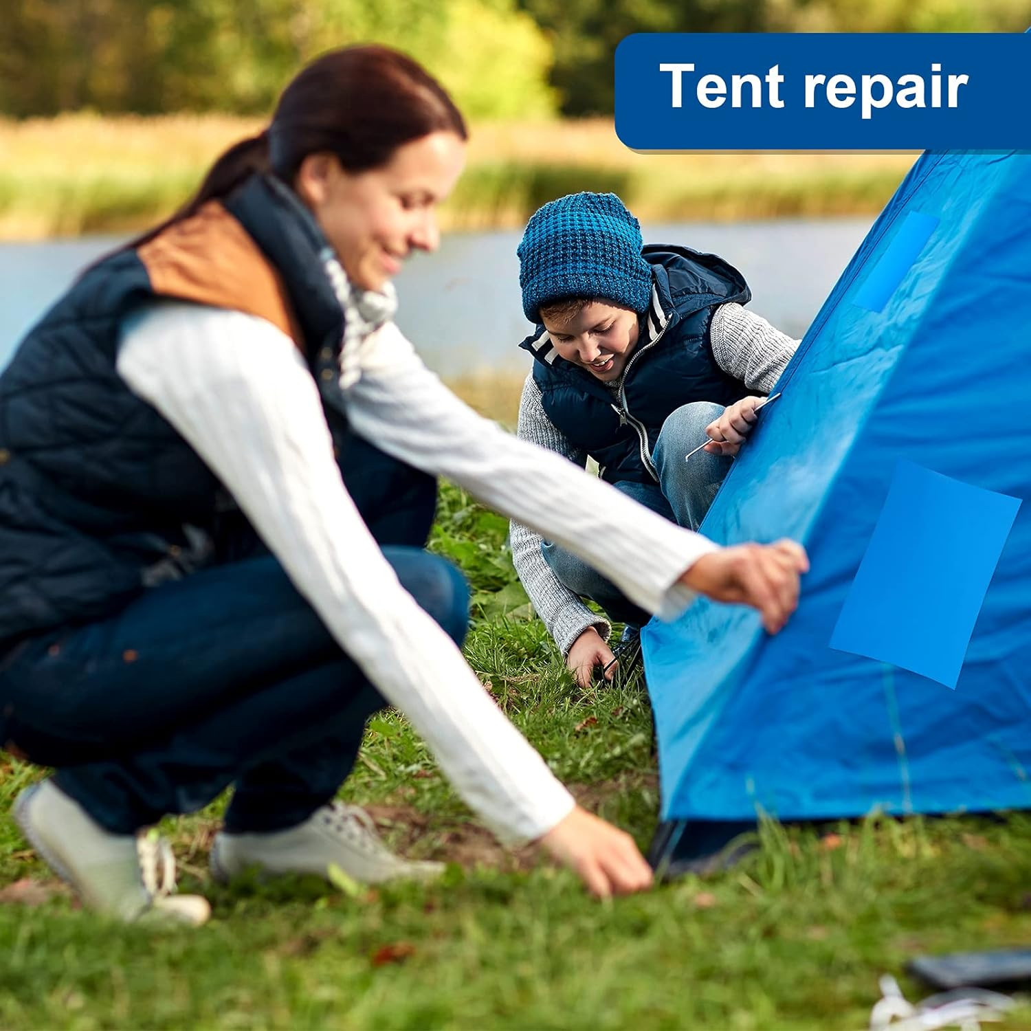 Extra Large Pool Liner Repair Patch 2.8 Ft X 4.1 Ft Blue Self Adhesive Vinyl Poo