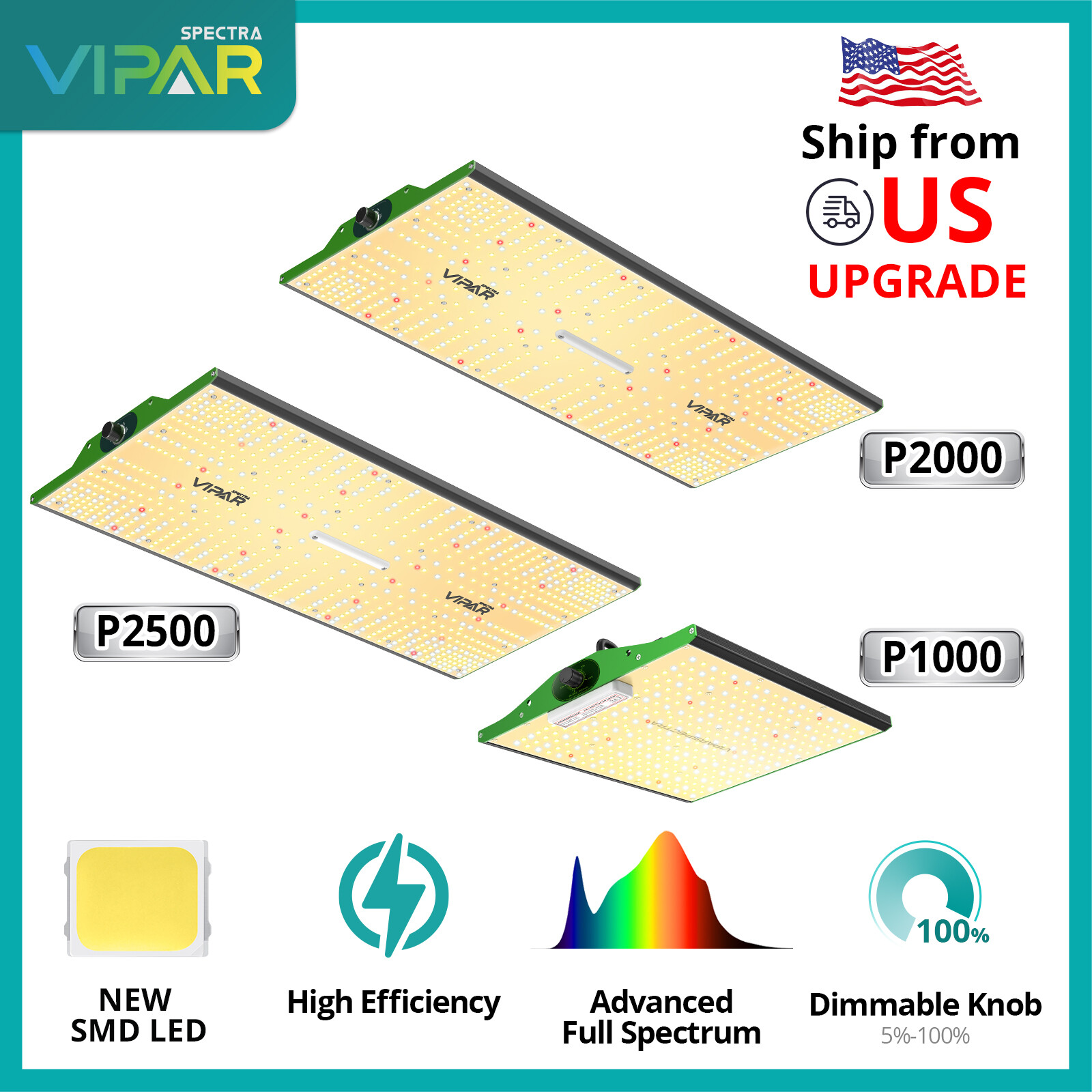 VIPARSPECTRA P1000 P2000 P2500 Full Spectrum LED Grow Light BLOOM IR Replace HPS