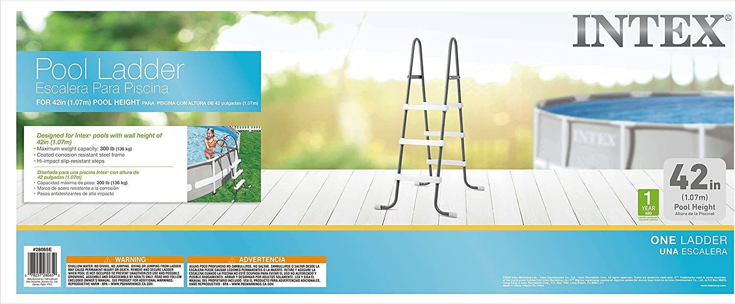 Intex Above Ground Steel Frame Swimming Pool Ladder for 42-In. Wall Height Pools