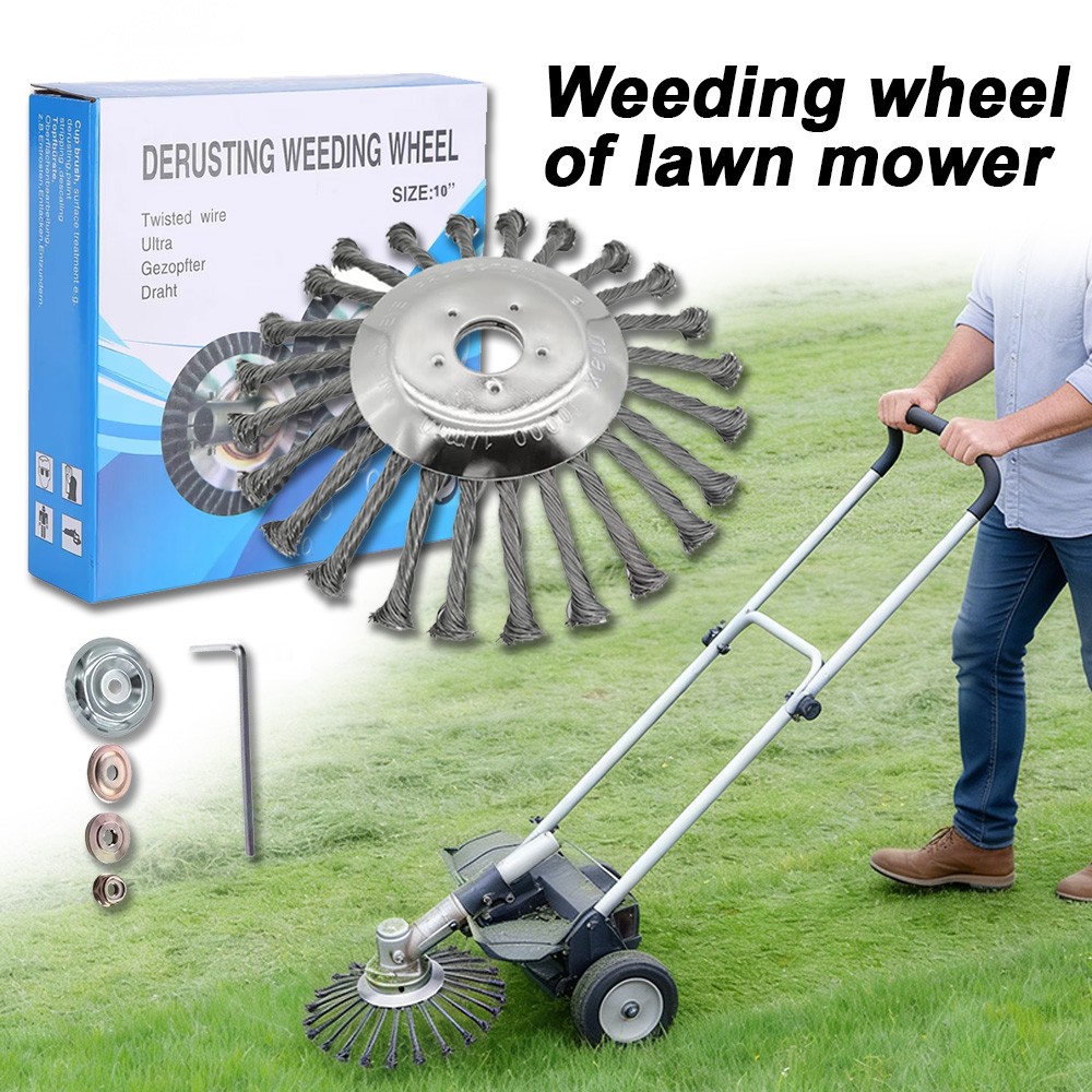 10inch Steel Wire Wheel Brush Cutter Weed Eater Trimmer Head w/ Adapter Kit AOF