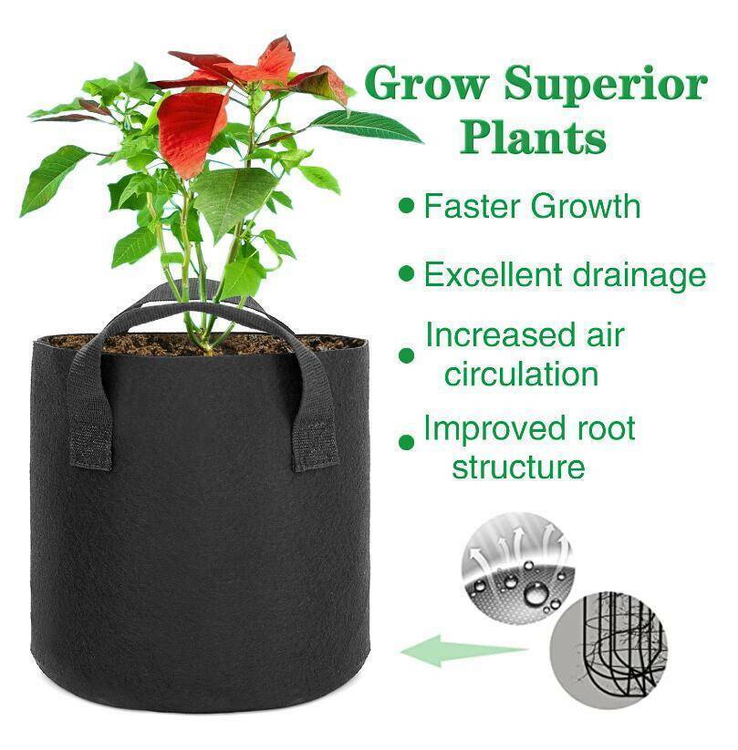 5/10 Pk Plant Grow Bags Thickened Nonwoven Fabric Pot Nursery Soil Bag 5/7Gallon