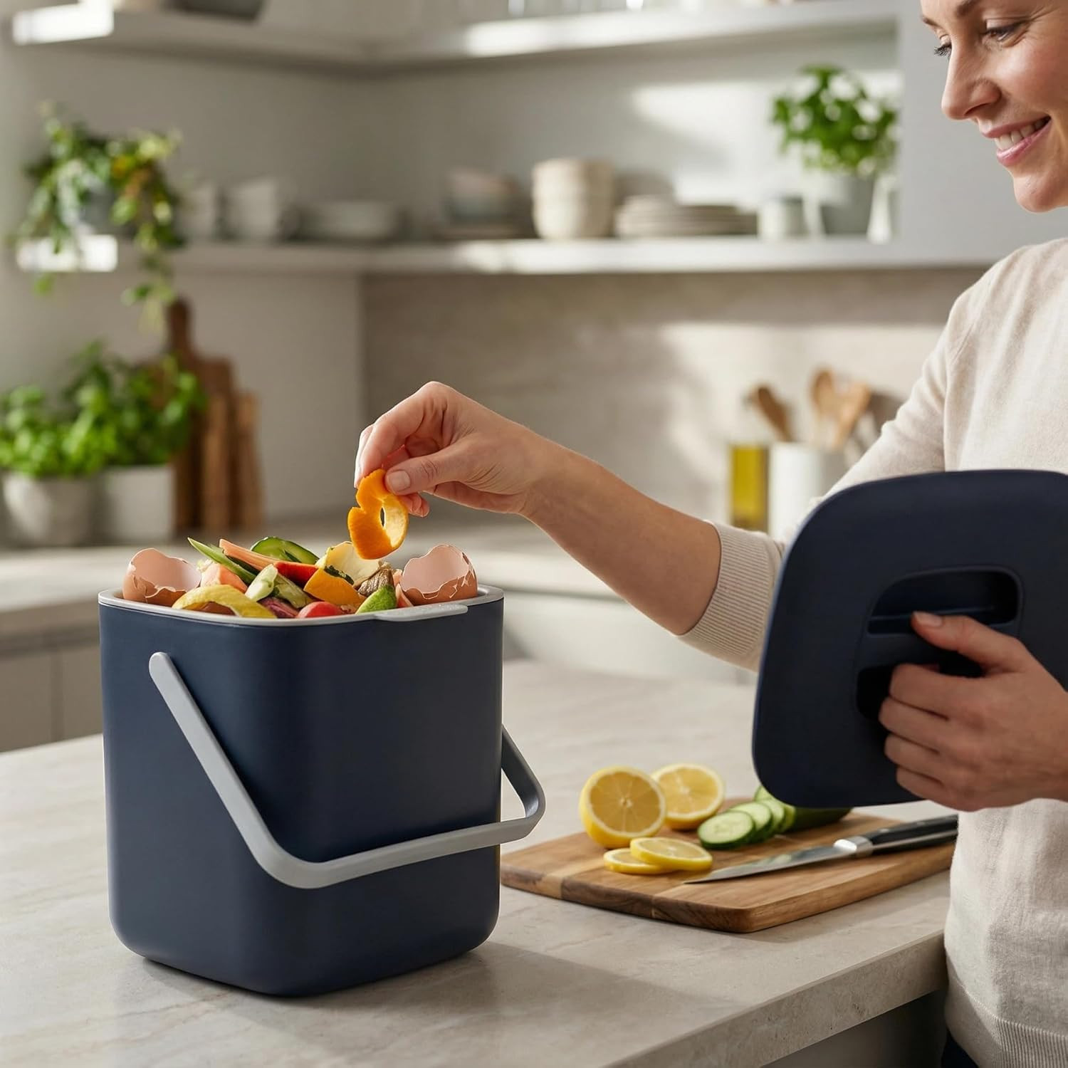 Compost Bin Kitchen, Countertop Compost Bin，No Filter Required, 0.7Gal Indoor