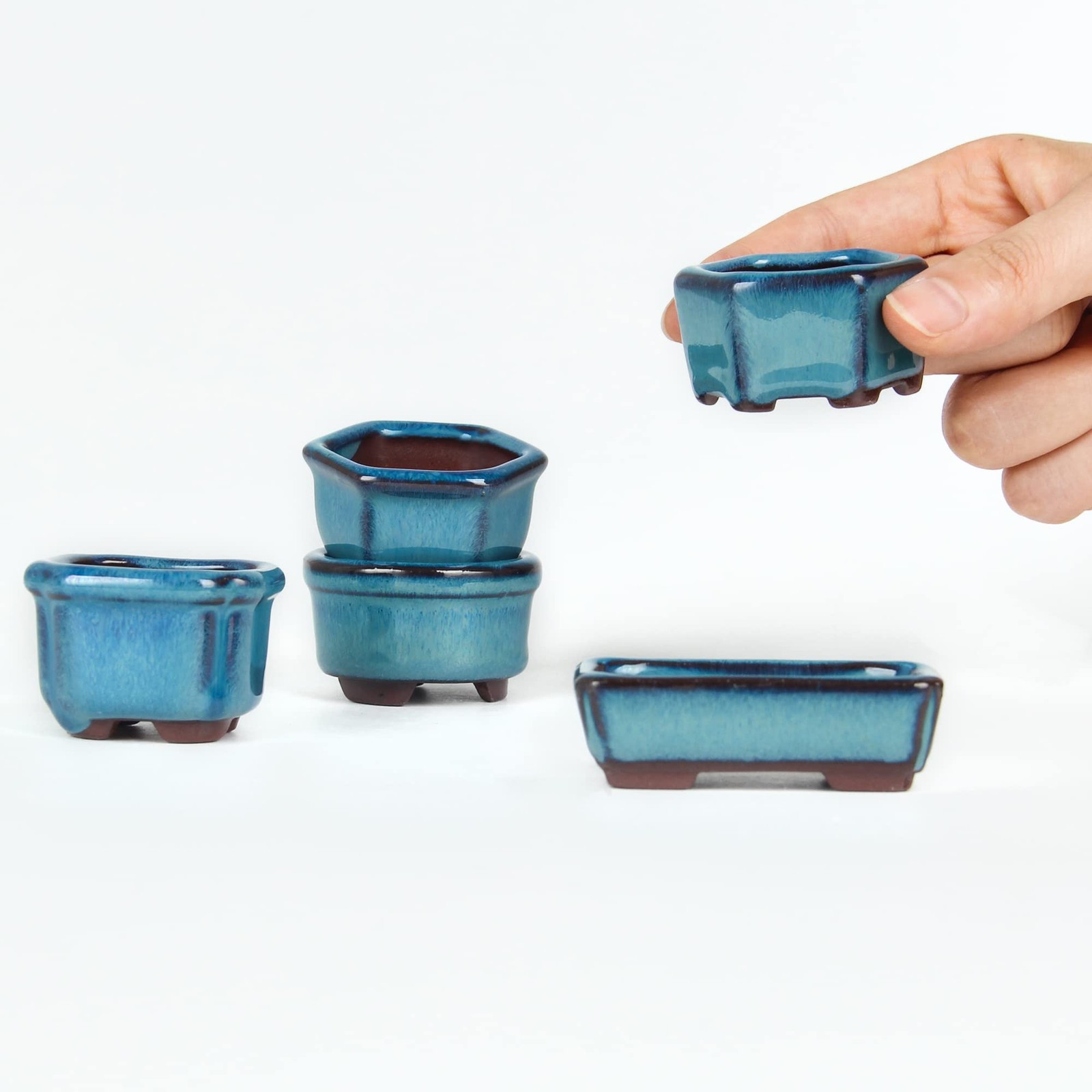 10-Pack 1.8in 4.5cm Mini Glazed Bonsai Planter Succulent Pots Assorted