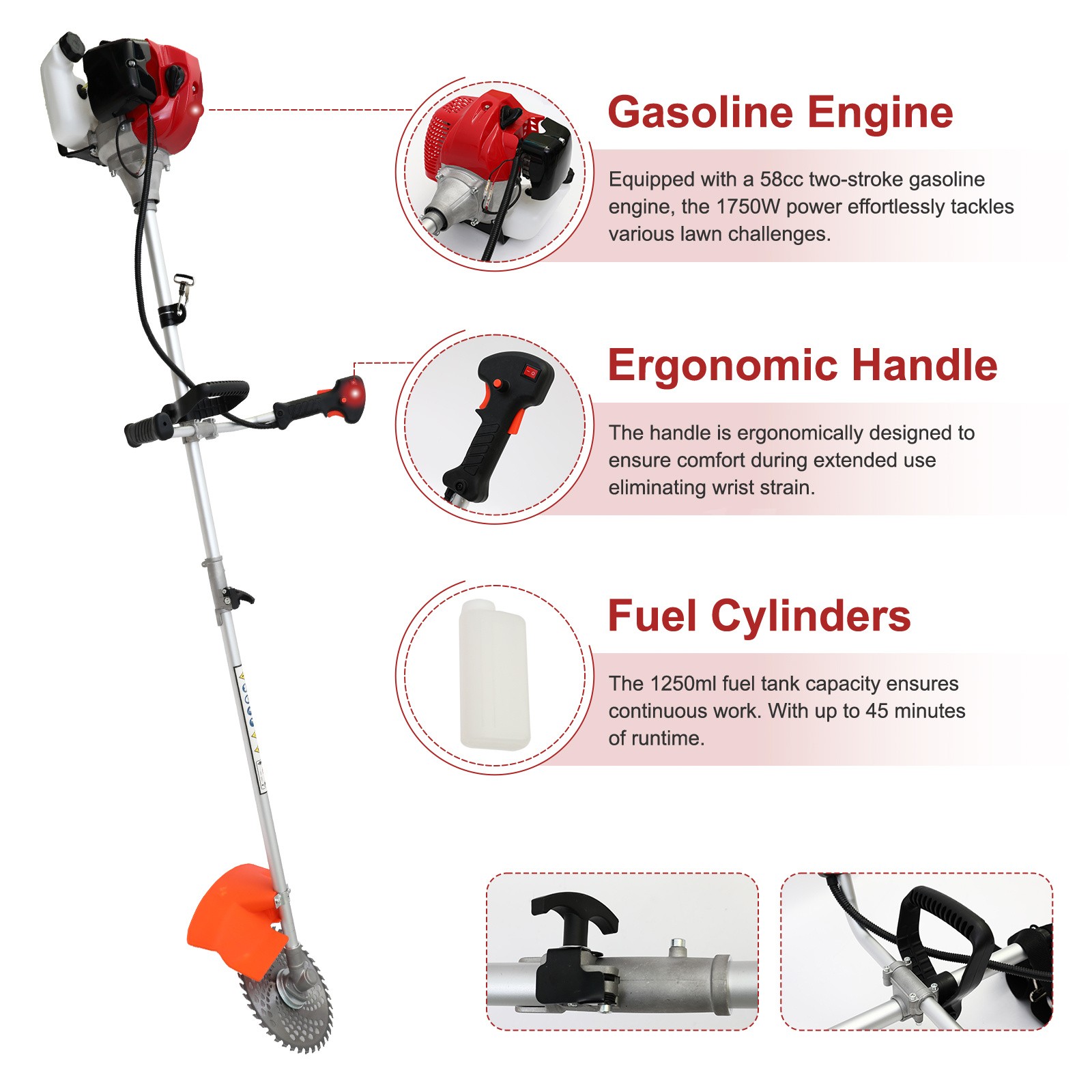 58CC 4 in 1 2-Stroke Grass String Trimmer Brush Cutter Gas Trimmer Weed Eater US