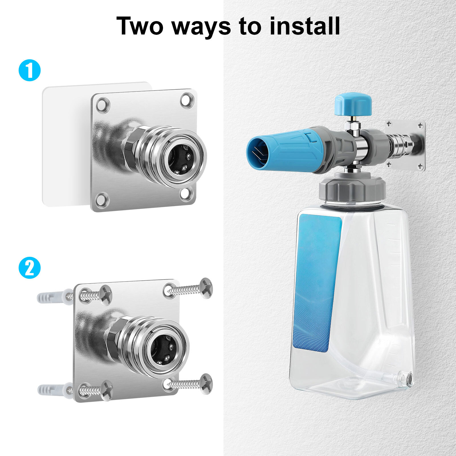 Pressure Washer Foam Cannon Holder with 1/4 Quick Connector for Garage Wall Rack