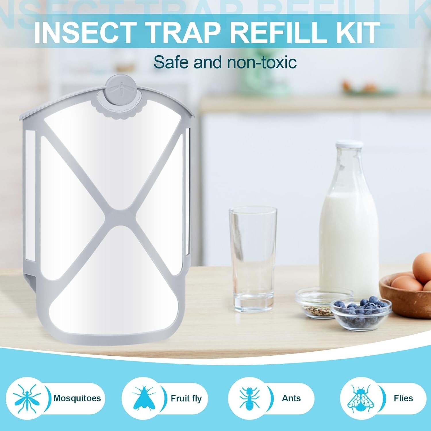 12 PACK Flying Insect Trap Refill Cartridge Kit For Fruit Fly, Flies, Mosquitoes