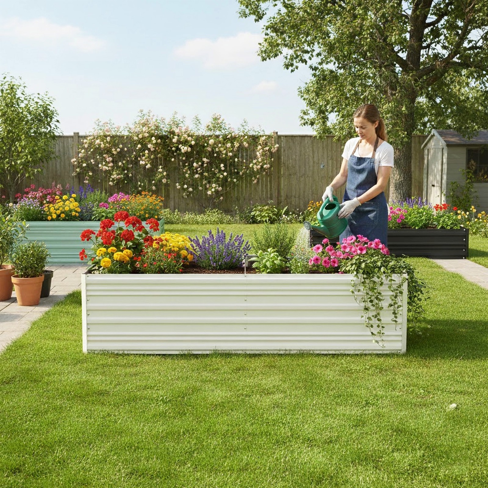 WORKPRO 7.5x4x2ft Rust-Resistant Galvanized Raised Garden Bed for Vegetable