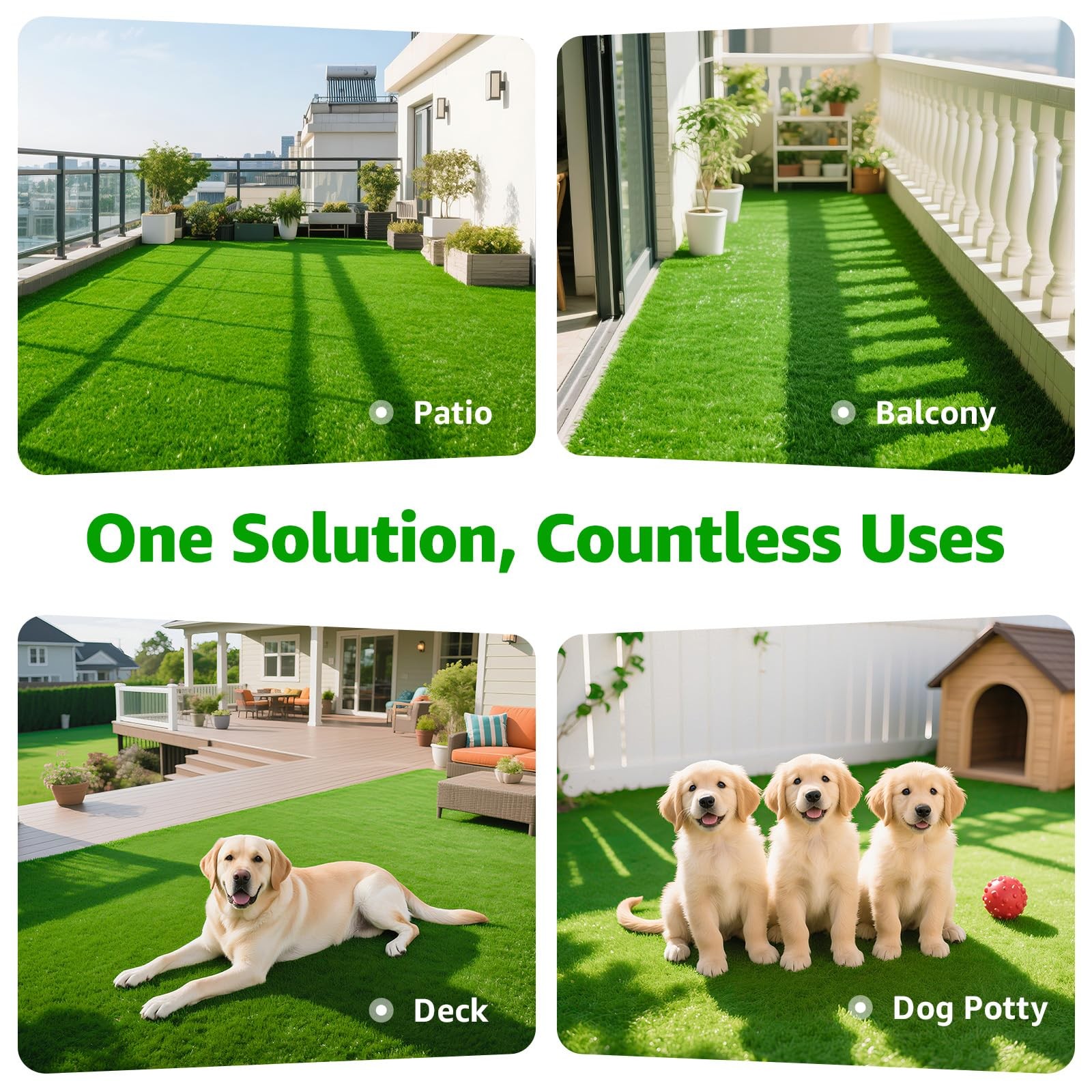 Realistic Artificial Grass Mat Customized Sizes, 6ft x10ft Synthetic Fake Gra…