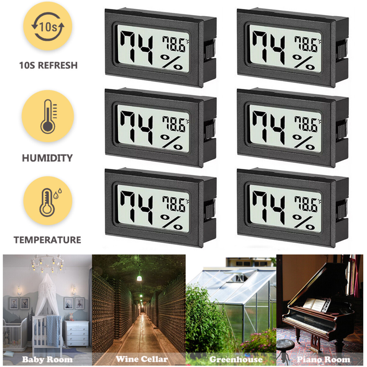 5 PCS Digital LCD Indoor Temperature Humidity Meter Thermometer Hygrometer US