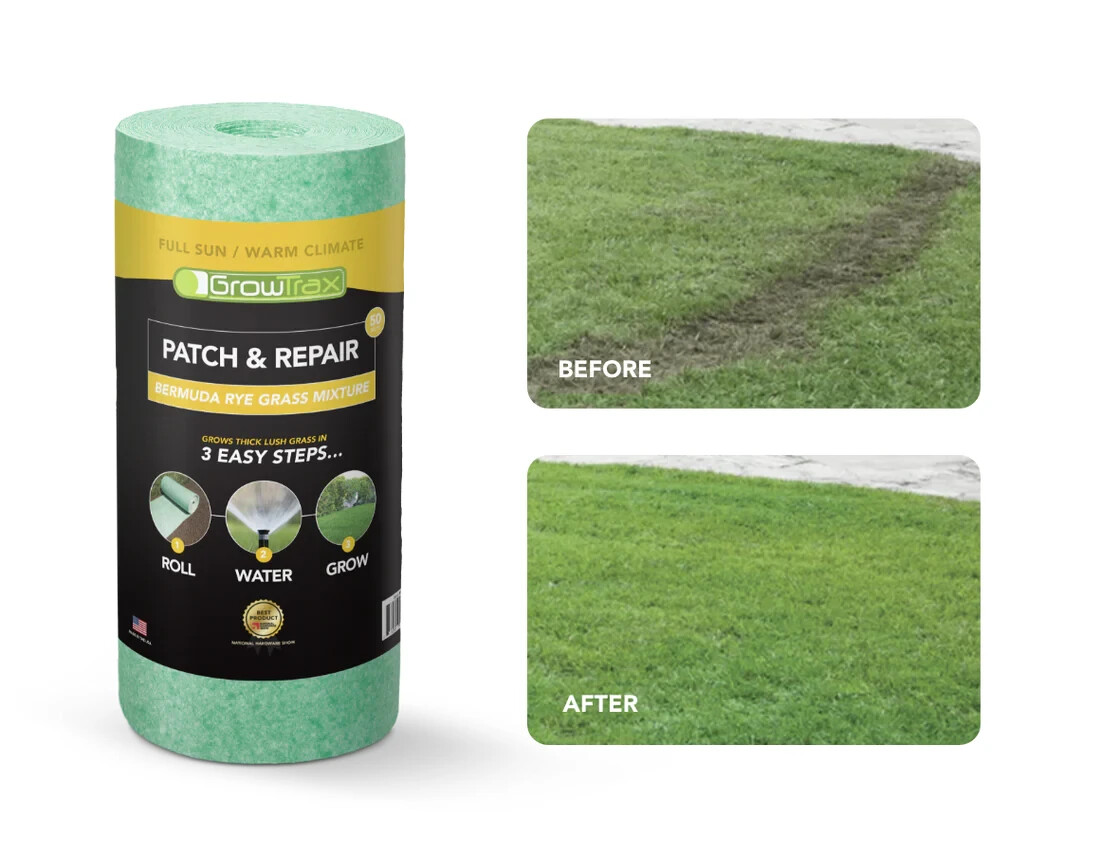 2 PK – Biodegradable Grass Seed Mat, Bermuda Rye – 50 Sq Ft Quick Fix Rolls