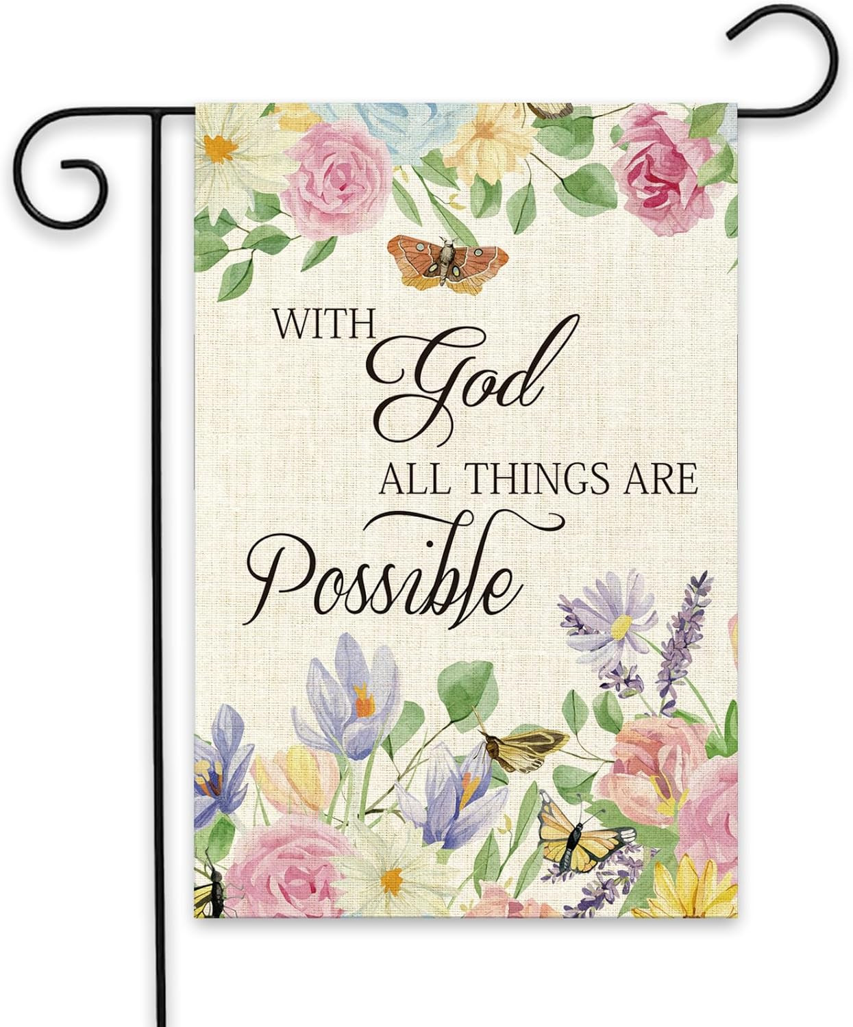 With God All Things Are Possible Garden Flag – Spring Summer Fall Home Decorativ