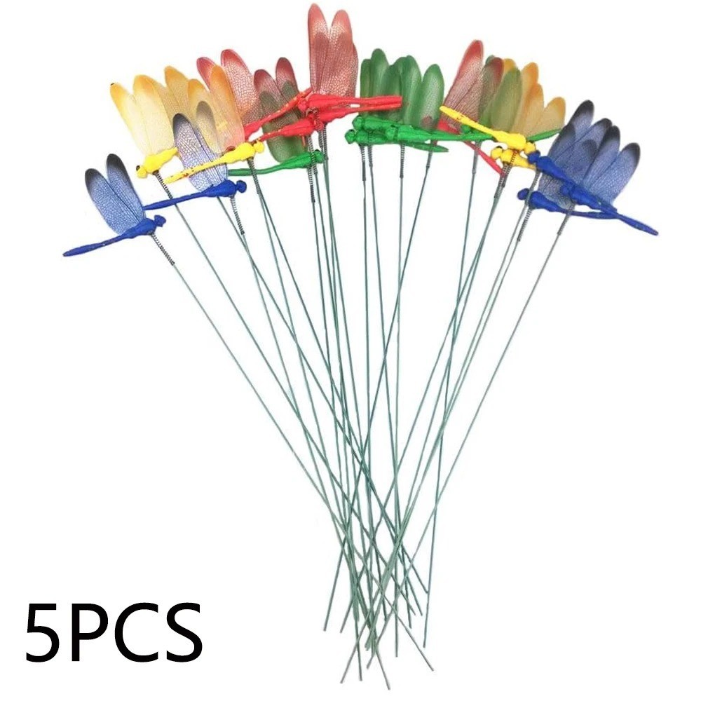 5-10Pcs Fake Dragonfly Rod Clip Insect Repellent 3D Artificial For Indoor Outdoo